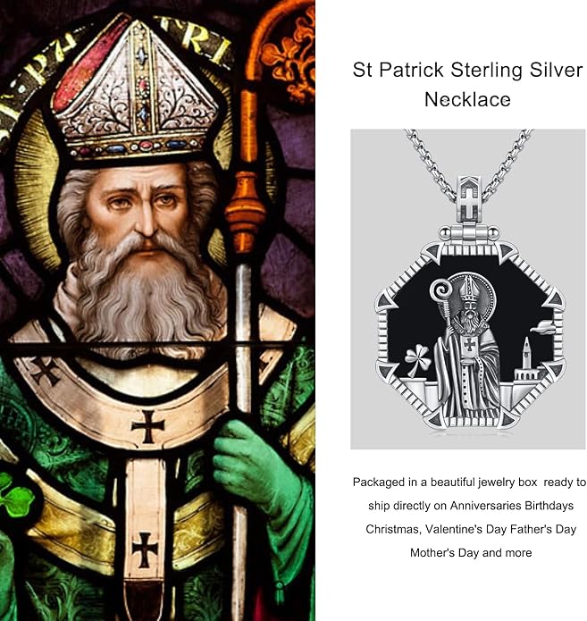 Taioiat Saint Necklace 925 Sterling Silver St Necklace Amulet Pendant Jewelry Religious Gift for Men Women