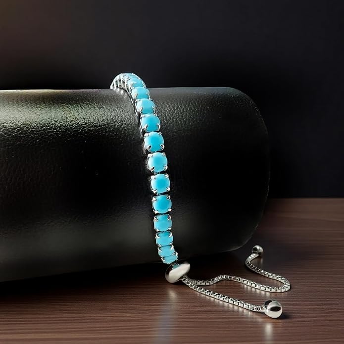 Italian Sterling Silver Women's Tennis Bracelets | Ladies' Sterling Silver Rope Adjustable Bracelet with Crystals | Gift for She