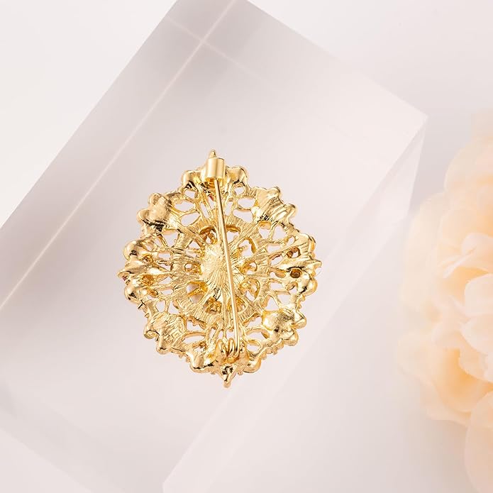LAXPICOL Vintage Clear Austrian Crystal Brooch Pin for Women Elegant Wedding Bridal Brooches Broach Pin 1.69"*1.39"