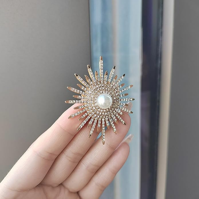Sunflower Brooch Pins Sunflower Pearl Brooch for Women Sunflower Rhinestone Brooches Pins Flower Broochs Pins Pearl Pines for Clothes Lapel Badge Brooches Pines for Lanyards Backpacks Clothes Hats Jackets