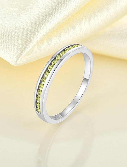 YL Stackable Rings 925 Sterling Silver Halo Birthstone Eternity Bands Jewelry for Women