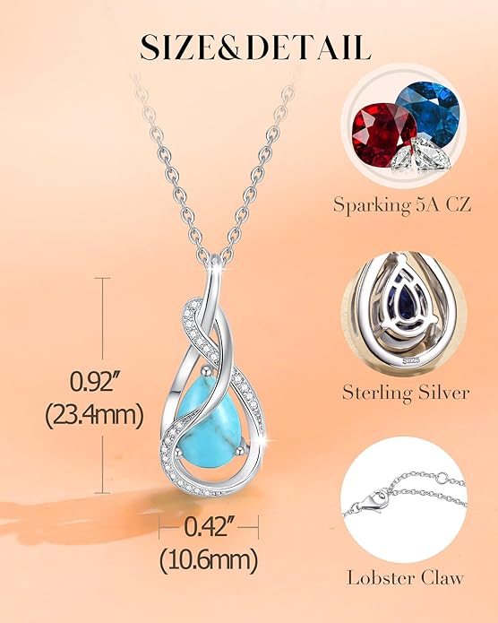 FANCIME TimelessTie Birthstone Necklace for Women White Gold Plated Sterling Silver Ribbon Design Jewelry Knot Pendant Fine Jewelry Gemstone Birthday Graduation Anniversary Christmas Gifts for Women Wife Mother Her