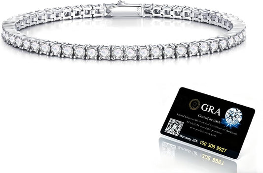 MOOSEA Christmas Gifts for Women, 4.9-5.3CT D Color VVS1 Clarity Lab Created Moissanite Tennis Bracelets 925 Sterling Silver Tennis Bracelet Anniversary Birthday Gifts Jewelry
