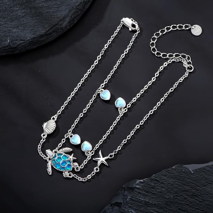 Sea Turtle/Dolphin/Starfish/Seashell/Compass Bracelet for Women 925 Sterling Silver Ocean Wave Anklet Summer Hawaiian Jewelry Gift for Her
