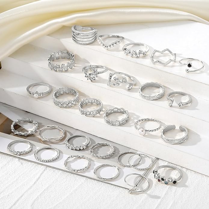 IFKM Gold Knuckle Rings Set For Women Vintage Stackable Joint Finger Midi Rings Dainty Cubic Zirconia Crystal Simple Twist Hollow Cute Rings Pack Jewelry Gift