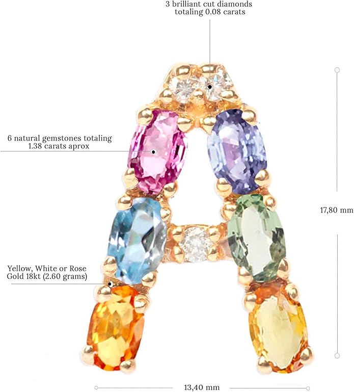 Albert Hern Blue Sapphire Initial Necklace With Diamonds & 18K Gold Chain | Irresistible Letter Pendants Jewelry | Perfect Valentine’s Day, Anniversary & Birthday Gift