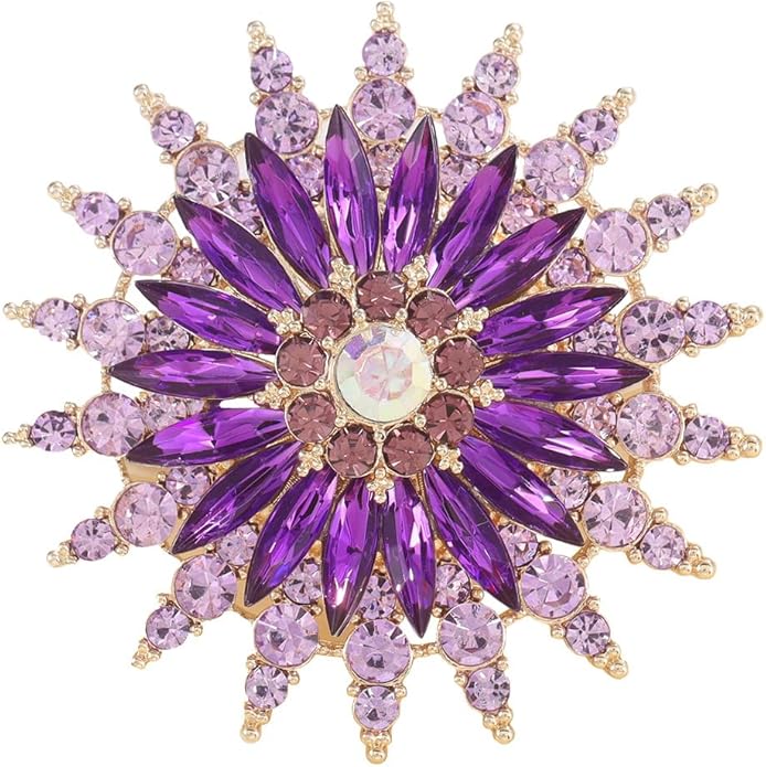 Rhinestone Flower Brooch Pin for Women Red Black Purple Flower Broochs Pin Hat Christmas Brooch Jewelry