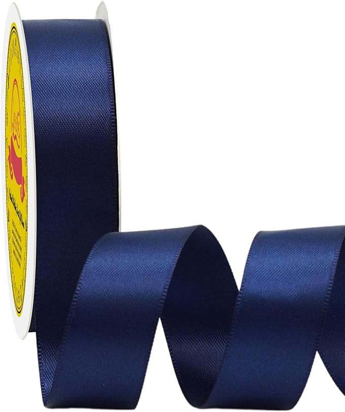 LEEQE Double Face Navy Blue Satin Ribbon 7/8 inch X 25 Yards Polyester Navy Blue Ribbon for Gift Wrapping Very Suitable for Weddings Party Invitation Decorations and More