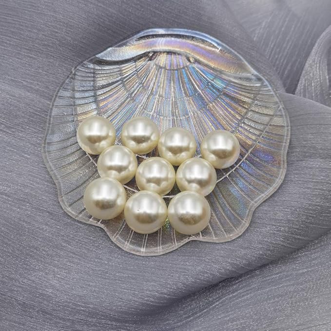 INSPIRELLE 70pcs 20mm (0.79 Inch) Ivory Lustrous ABS Undrilled Art Faux Pearls for Big Containers, Big Size No Hole Makeup Beads Imitation Round Pearl Beads for Table Scatter Home Wedding Decoration