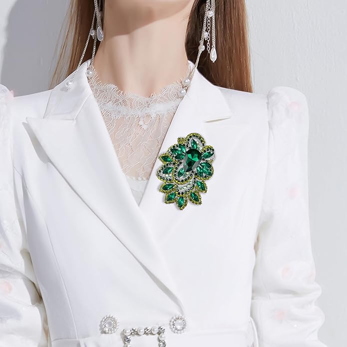YOQUCOL Cubic Zirconia Big Brooch Pin for Women Badge Flower Lapel Large Pin Scarves Shawl Clip Clothes Decoration