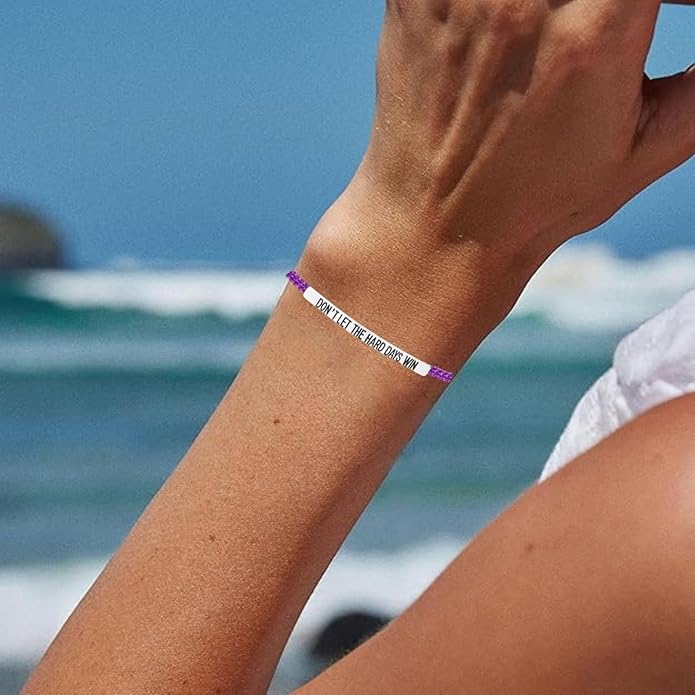 KHKINDPRO Dont Let The Hard Days Win Bracelet for Women Men, Handmade Braided Adjustable Wrap Stainless Steel To My Daughter/Best Friend Inspirational Gifts Ladies Jewelry