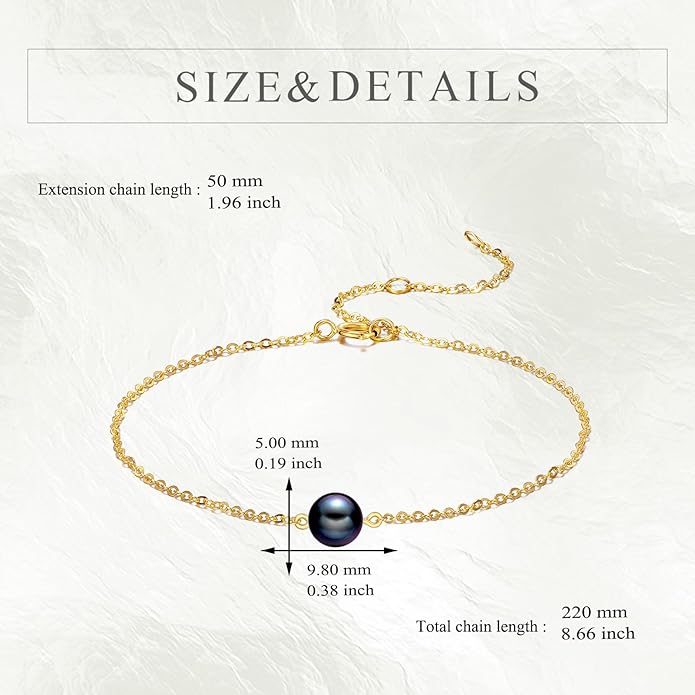 KECHO 14K Real Gold Freshwater Cultured Pearl Bracelet 14K Solid Gold Jewelry Anniversary Birthday Gift for Women