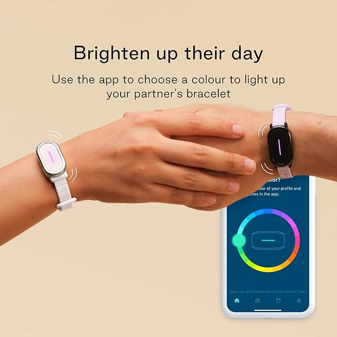 BOND TOUCH 4 Long-Distance Relationship Smart Bracelet for Couples to Feel Connected (1 Unit) Long Battery Life, Bluetooth Connection, Haptic Vibration, Compatible with iOS and Android (White)