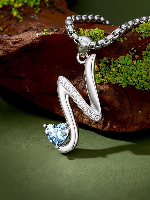 Christmas Gifts for Women Alphabet A to Z Initial Birthstone Pendant Necklaces for Women - 18k White Gold Plated Personalized Name Jewelry Valentine Mothers Day Birthday Gifts for Women Her Girlfriend
