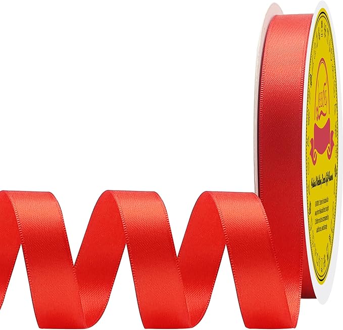 LEEQE Double Face Red Satin Ribbon 1/2 inch X 50 Yards Polyester Red Ribbon for Gift Wrapping Very Suitable for Weddings Party Hair Bow Invitation Decorations and More