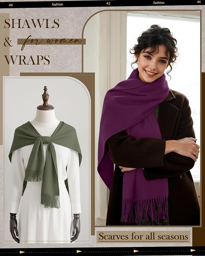 Oakgarden 3 Pack Winter Scarf for Women Pashmina Scarves Shawl Wraps Bridesmaid Gifts for Evening Dresses