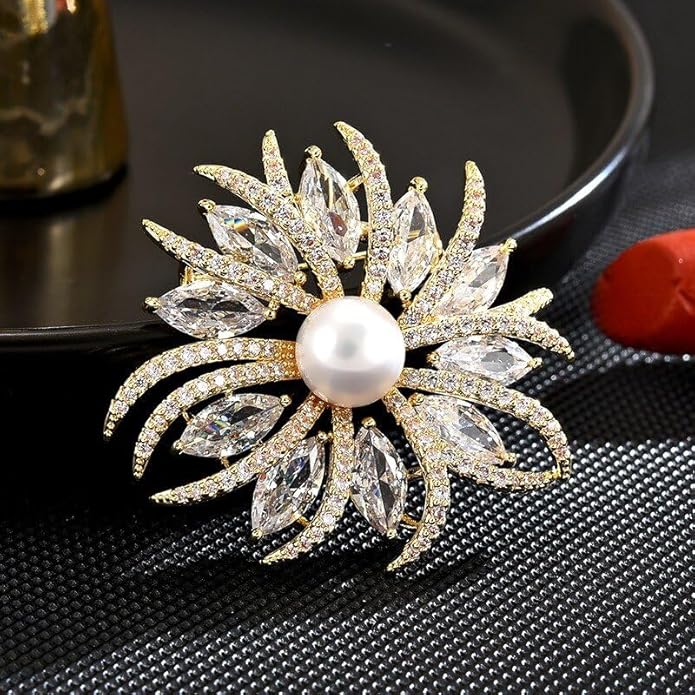 UNVAK Rhinestone Flower Brooch - Crystal Flower Pin for Women - Valentine's Day & Mother's Day Gift