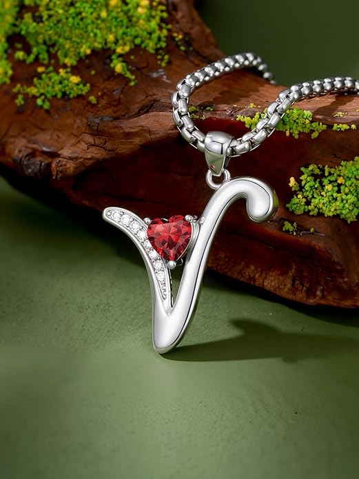 Christmas Gifts for Women Alphabet A to Z Initial Birthstone Pendant Necklaces for Women - 18k White Gold Plated Personalized Name Jewelry Valentine Mothers Day Birthday Gifts for Women Her Girlfriend