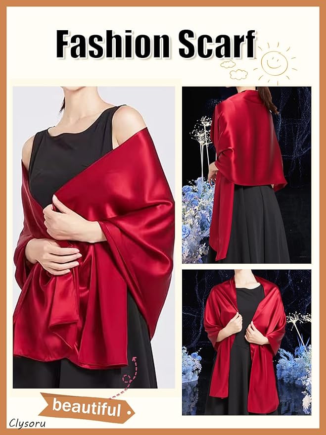 Clysoru Silk Scarf For Women Hair Scarves Lightweight Satin Elegant Shawl Wraps Bufanda Mujer Fashion Accessories 70.8"X35.4"