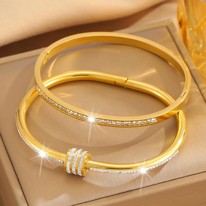 Silver Bangles for Women - Stainless Steel Love & Friendship Bracelet Set with Gift Box | Daily Wear & Party Jewelry