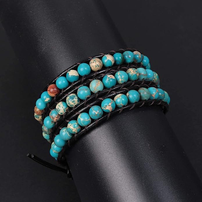 ZOSOJONA Boho Wrap Bead Bracelet for Women - Handmade Adjustable Natural Stone Beaded Bracelets Rope Yoga Healing Bracelet Bangle Hippie Jewelry