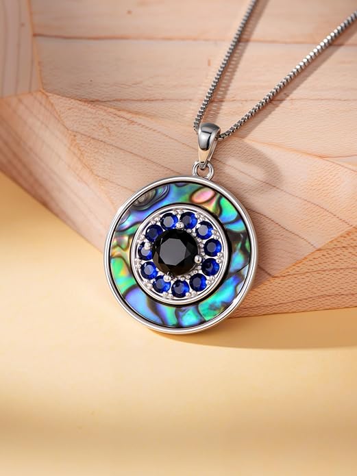 WINNICACA Sterling Silver Evil Eye Necklace Protection Crystal Pendant for Women Good Luck Vintage Evil Eye Pendant Jewelry Birthday Gifts for Women Friend Female