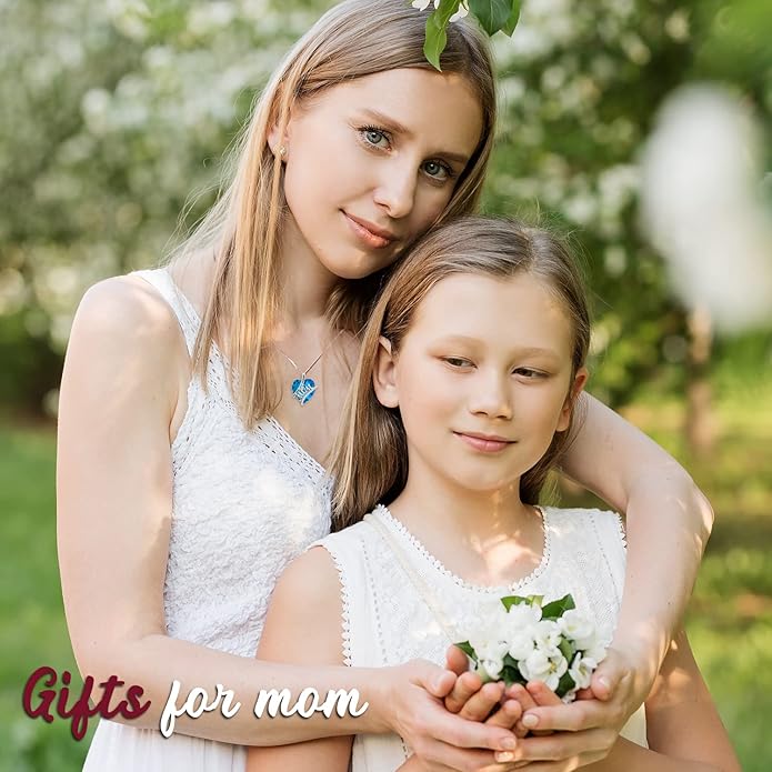 Mothers Day Gifts for Mom s925 Sterling Silver I Love You Forever Love Hear Mon Pendant Necklace with 12 Birthstone Jewelry Birthday Christmas Gifts for Women Grandma Mom Nana From Duaghter Son