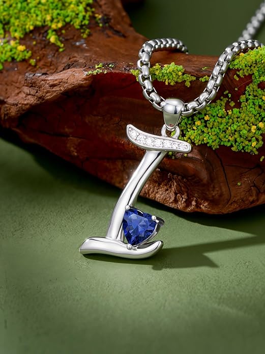 Christmas Gifts for Women Alphabet A to Z Initial Birthstone Pendant Necklaces for Women - 18k White Gold Plated Personalized Name Jewelry Valentine Mothers Day Birthday Gifts for Women Her Girlfriend