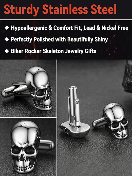 FaithHeart Mens Cufflinks, Norse Viking Tuxedo Shirt Cuff Links, Stainless Steel Cuff Links and Shirt Studs, Gift Box