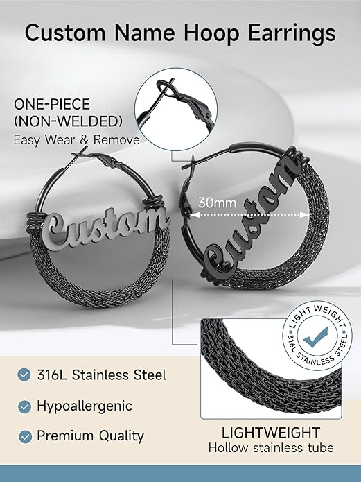 PROSTEEL 30/40/60/80/100mm Chunky Hoop Earrings For Women Gold Plated/Black Stainless Steel Hoops Earrings Statement Jewelry