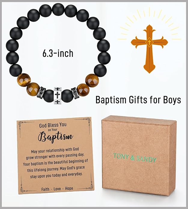 TONY & SANDY Cross Bracelet Men Cool Valentines Day Gifts for Him Teen Boys Son Grandson Nephew, Birthday Easter Christmas Gifts for Teen Boys Adults Men