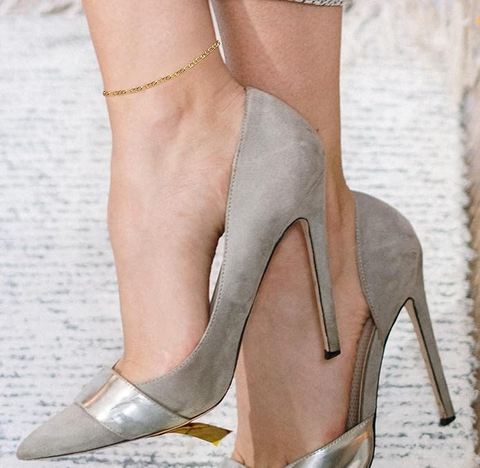 Savlano 925 Sterling Silver Chain Anklet Rope, Figaro, Mariner, Curb - 18K Gold Plated Chain Anklet Available in 9, 10 and 11 - Inches for Women Comes with a Gift Box - Made in Italy