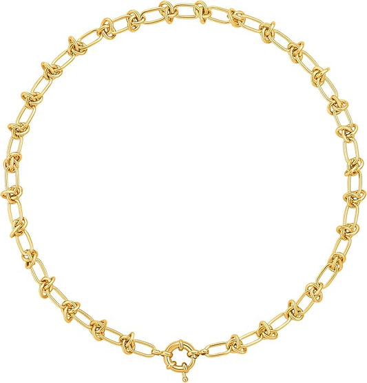 Aobei Pearl 18K Gold Plated Paperclip Chain Choker Satellite Chain Freshwater Cultured Biwa Pearl Pendant Necklace Dainty Jewelry for Women