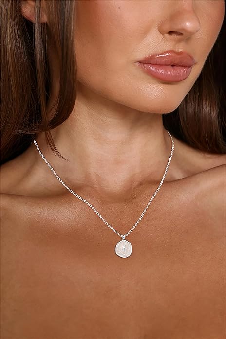 Tewiky Cross Necklace for Women-Dainty Simple 14k Gold Plated Cross Pendant Cute Necklaces for Women Jewelry