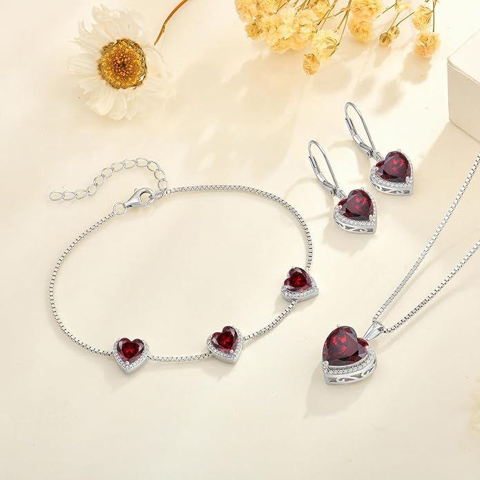 Love Heart Bracelet 925 Sterling Silver Halo Heart Birthstone Bracelet Jewelry Gifts for Women