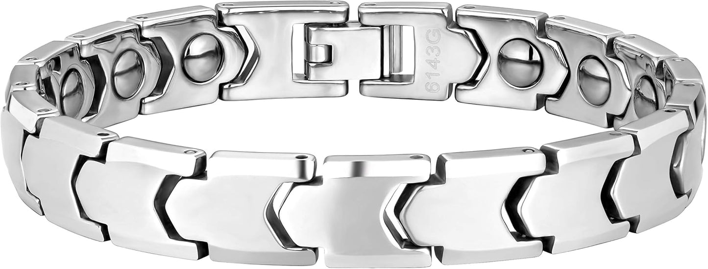 Urban Jewelry Men’s Tungsten Carbide Link Bracelet Collection – 8.3–8.5" Length, 10 mm Heavy Chain, Cross, Track, Box & Wheat Styles, Scratch & Tarnish Resistant, Secure Snap‑Lock, Gift Box
