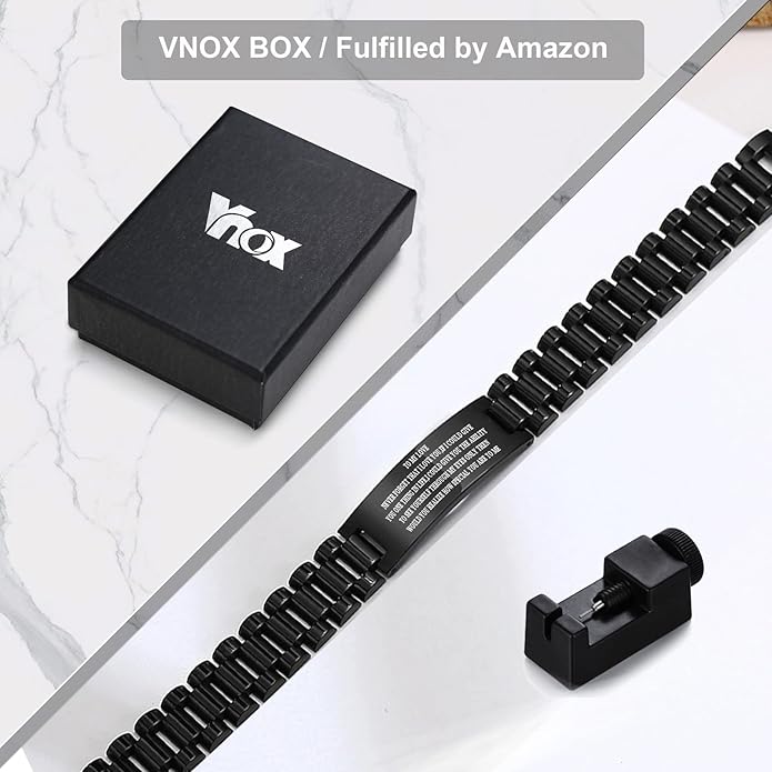 VNOX Masculine Watch Band Stainless Steel Link Bracelet Personalized Jewelry Gift for Men DAD Father Husband Boyfriend