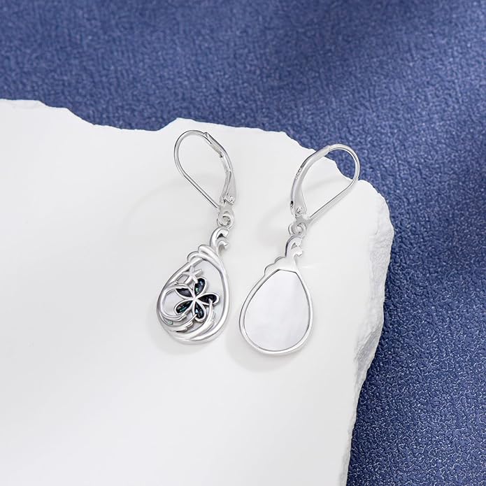 MONGAS Dragonfly/Sunflower/Hummingbird/Sand Dollar/Crab/Champagne/Arrow/Cherry/Ankh/Sloth Earrings for Women Sterling Silver Dragonfly/Sunflower/Hummingbird/Sand Dollar Jewelry for Women
