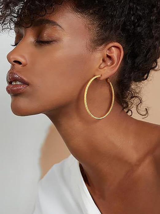 PROSTEEL 30/40/60/80/100mm Chunky Hoop Earrings For Women Gold Plated/Black Stainless Steel Hoops Earrings Statement Jewelry