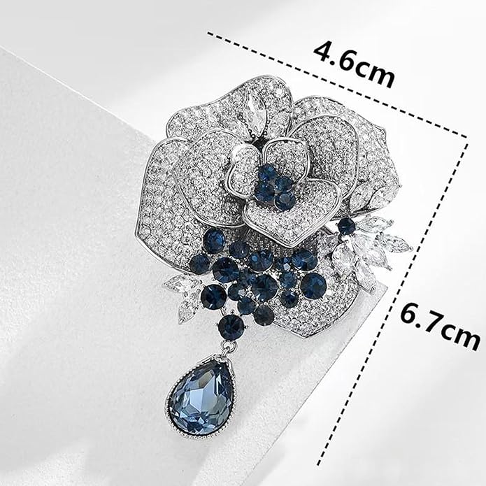 Vintage Botanical Flower Brooch for Women - An elegant crystal - inlaid metal pin accessory suitable for dresses, jackets, and scarves