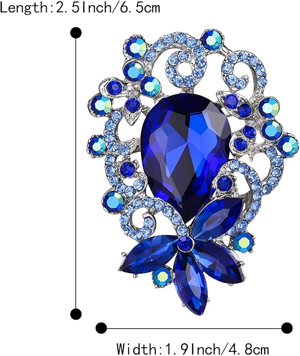 BriLove Elegant Crystal Teardrop Marquise Bouquet Brooch Pin for Women