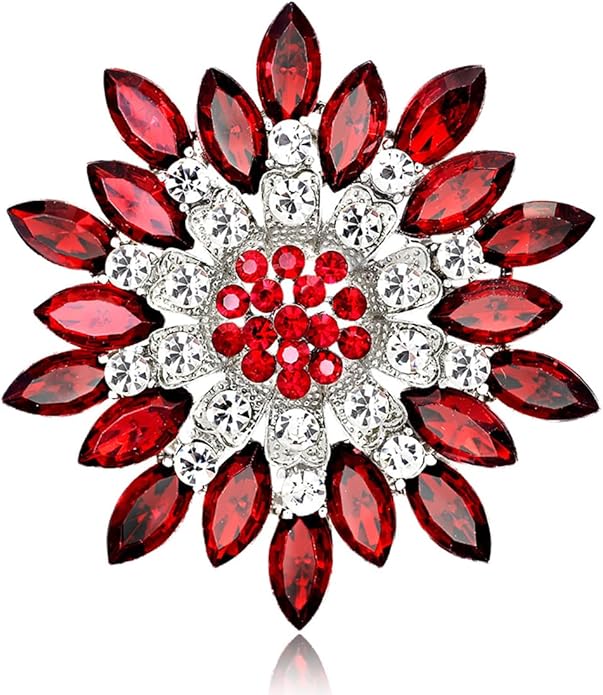 Rhinestone Flower Brooch for Women Sparkling Crystal Sunflower Brooch Pin Trendy Large Big Flower Brooch Elegant Clothing Hat Bag Accessories Christmas Birthday Party Wedding Costume Jewelry
