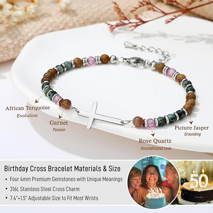TONY & SANDY Christian Cross Bracelet for Women, Stocking Stuffers for Women, Confirmation Baptism Easter Gifts, Unique Gift for Friends Daughter Mom Sister in Christ on Birthday Christmas