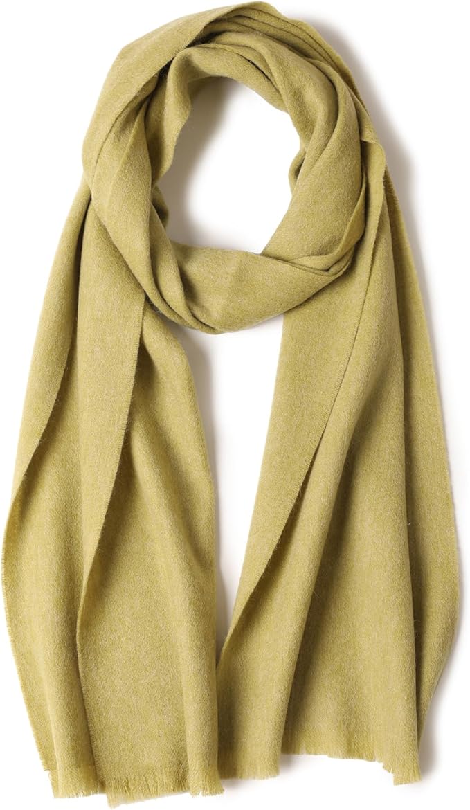 WASALUYA Wool Scarf for Women & Men, 100% Wool Scarves Wrap Shawl with Tassels, Elegant Soft Winter Scarf for Fall and Winter