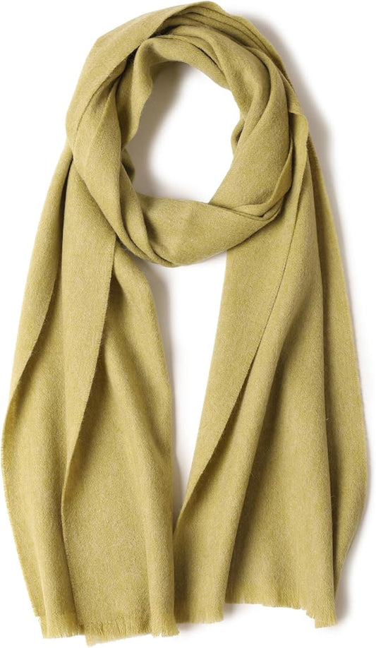WASALUYA Wool Scarf for Women & Men, 100% Wool Scarves Wrap Shawl with Tassels, Elegant Soft Winter Scarf for Fall and Winter