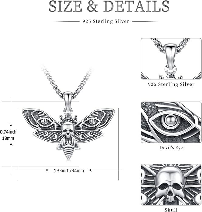 KoyeKei Sterling Silver Halloween Necklace Gothic Jewelry Gifts for Women Men