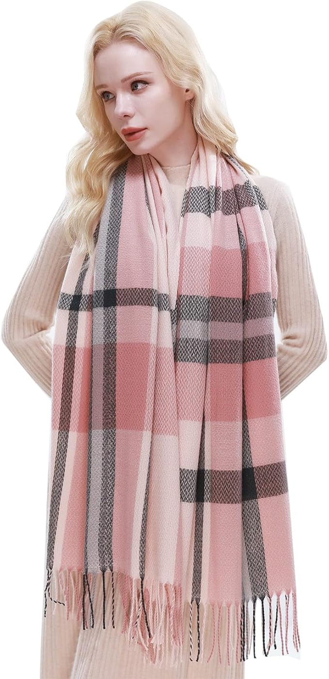 RIIQIICHY Plaid Scarf for Women Fall Winter Pashmina Scarves Wraps for Cold Weather Warm Large