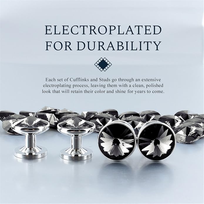 HAWSON Cufflinks for Men with 4/6 pcs Shirt Studs Set, Gift Box Packed, Mens Jewelry or Accessories for Wedding, Party, Anniversary, Birthday