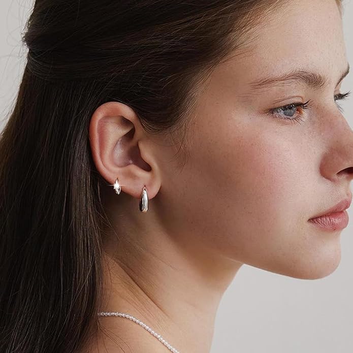 Small Gold Hoop Earrings Set for Women, 14K Gold Plated Lightweight Earrings Sets for Multiple Piercing, Hypoallergenic Huggie Gold Hoops Earrings for Women Jewelry