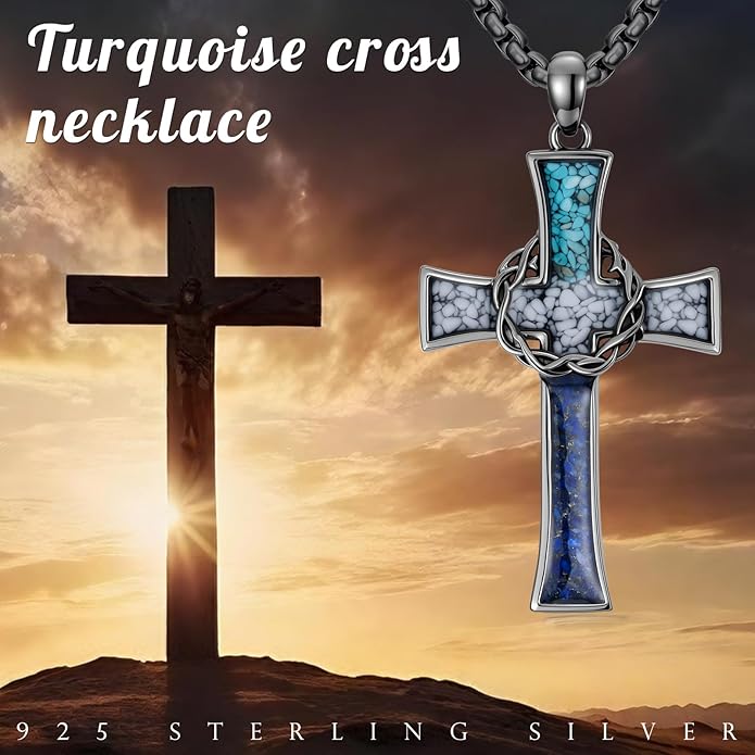 YEESIA Cross Necklace for Men Women 925 Sterling Silver Christian Pendant Religious Jewelry Gift for Men Women.